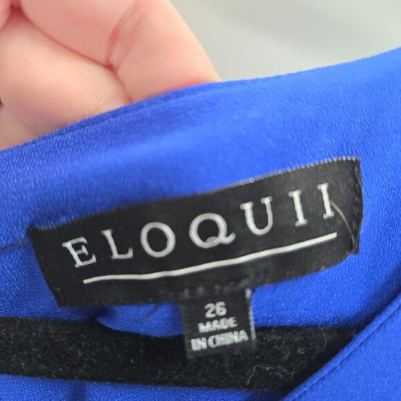 Eloquii Royal Blue Jumpsuit Back Key-Hole Front Tie-Long Sleeve Wide Leg Size 26 - Picture 9 of 11